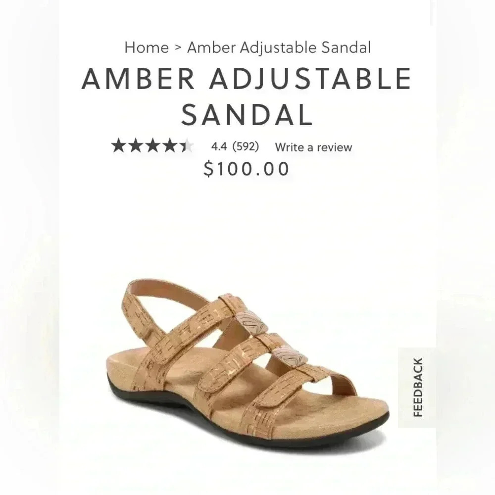 VIONIC Amber Adjustable Gold Cork Sandals - Picture 7 of 13